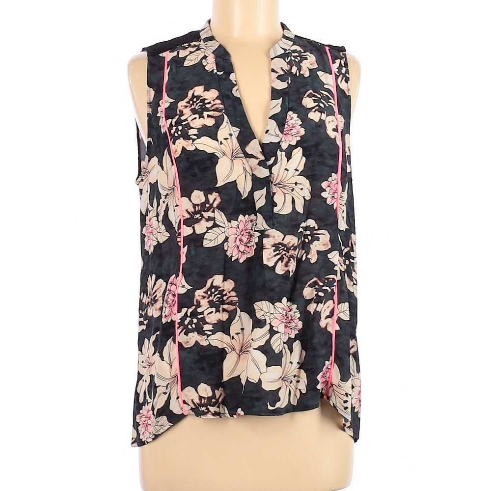 Elizabeth and James 100% Silk Floral Mesh Top M